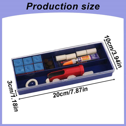 Cue Stick Tip Repair Kit, Cue Tips Accessorie, Include Pool Cue Tips, Pool Cue Repairers, Billiard Cue Clamp, Cue Tip Glue, Billiards Shaper, Cue Tips Accessorie, 20 Pcs Set, 9.45x3.94x1.18 9.45" x 3.94" x 1.18" Blue*1 Set.