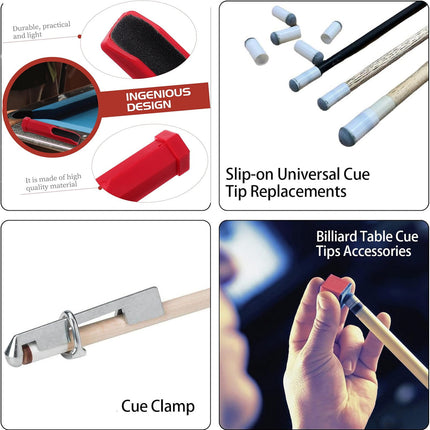 Cue Stick Tip Repair Kit, Cue Tips Accessorie, Include Pool Cue Tips, Pool Cue Repairers, Billiard Cue Clamp, Cue Tip Glue, Billiards Shaper, Cue Tips Accessorie, 20 Pcs Set, 9.45x3.94x1.18 9.45" x 3.94" x 1.18" Blue*1 Set.