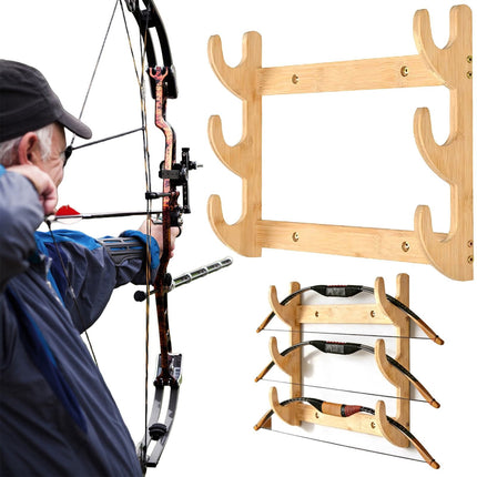 Bow Rack, Wall Mount Sword Holder, Wooden Wall Mount Bow Hanger Heavy Duty Archery Bows Wall Holder for Compound & Recurve Bows, Only Rack, 1 Pcs, 15.35x11.81x1.57 15.35" x 11.81" x 1.57" Beige.