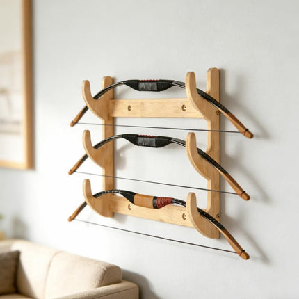 Bow Rack, Wall Mount Sword Holder, Wooden Wall Mount Bow Hanger Heavy Duty Archery Bows Wall Holder for Compound & Recurve Bows, Only Rack, 1 Pcs, 15.35x11.81x1.57 15.35" x 11.81" x 1.57" Beige.