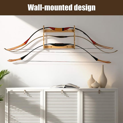 Bow Rack, Wall Mount Sword Holder, Wooden Wall Mount Bow Hanger Heavy Duty Archery Bows Wall Holder for Compound & Recurve Bows, Only Rack, 1 Pcs, 15.35x11.81x1.57 15.35" x 11.81" x 1.57" Beige.