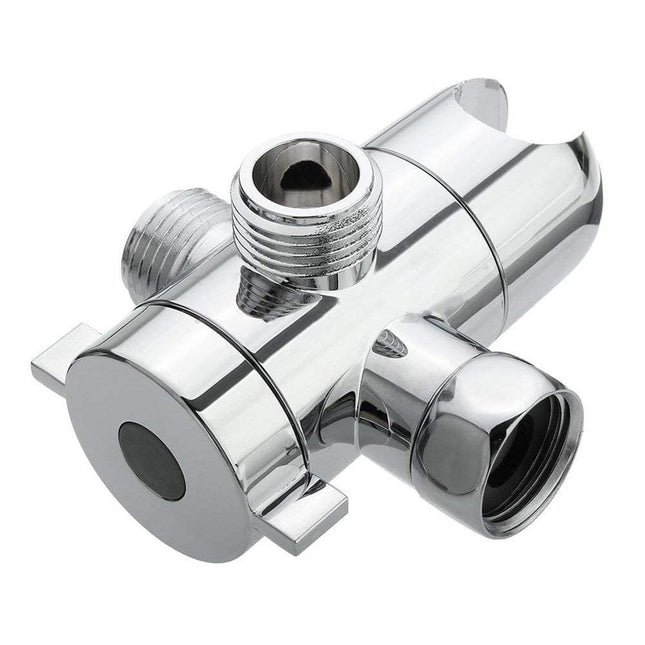 3-Way Diverter Valve, 1/2 Inch Shower Arm Diverter with Handheld Showerhead Bracket, Heavy-Duty Shower Head Arm Mounted Diverter, 1 Pcs, 3.4 Inches 3.4" Silver.