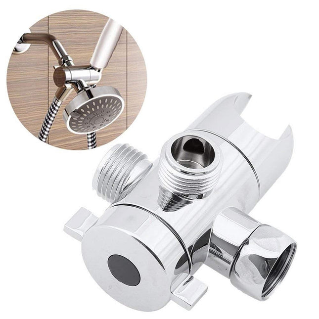 3-Way Diverter Valve, 1/2 Inch Shower Arm Diverter with Handheld Showerhead Bracket, Heavy-Duty Shower Head Arm Mounted Diverter, 1 Pcs, 3.4 Inches 3.4" Silver.