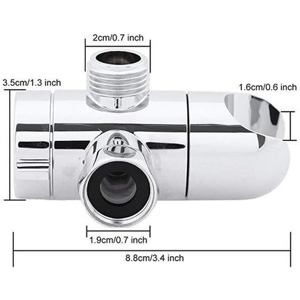 3-Way Diverter Valve, 1/2 Inch Shower Arm Diverter with Handheld Showerhead Bracket, Heavy-Duty Shower Head Arm Mounted Diverter, 1 Pcs, 3.4 Inches 3.4" Silver.