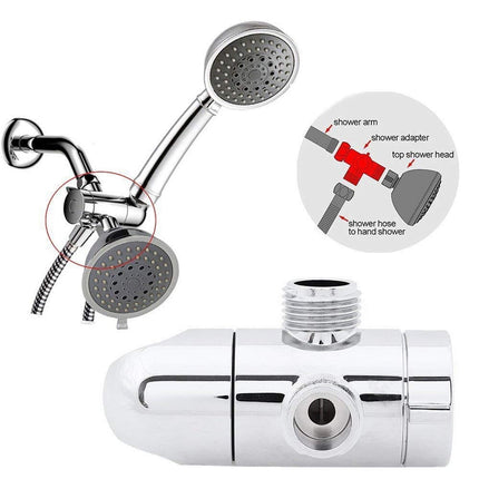 3-Way Diverter Valve, 1/2 Inch Shower Arm Diverter with Handheld Showerhead Bracket, Heavy-Duty Shower Head Arm Mounted Diverter, 1 Pcs, 3.4 Inches 3.4" Silver.