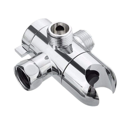 3-Way Diverter Valve, 1/2 Inch Shower Arm Diverter with Handheld Showerhead Bracket, Heavy-Duty Shower Head Arm Mounted Diverter, 1 Pcs, 3.4 Inches 3.4" Silver.