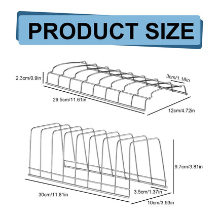 1 Pcs Lid Organizer,Pot Lid Organizer,Metal Pot Lid Holder,8-Tier Pot Lid Rack for Bakeware Dish Plate,Cutting Boards,Pots & Pans,Serving Trays,Containers in Cabinet Pantry,(A,11.61x4.72x0.9 in) A.