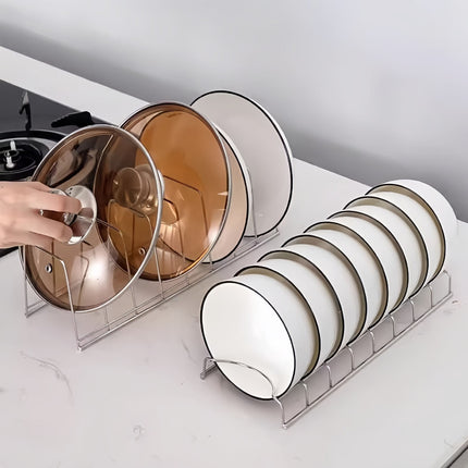 1 Pcs Lid Organizer,Pot Lid Organizer,Metal Pot Lid Holder,8-Tier Pot Lid Rack for Bakeware Dish Plate,Cutting Boards,Pots & Pans,Serving Trays,Containers in Cabinet Pantry,(A,11.61x4.72x0.9 in) A.