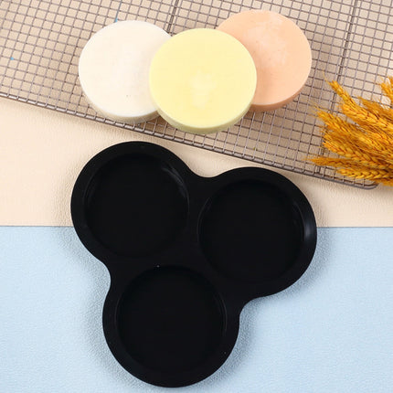 1 Pcs Silicone Egg Cups for Air Fryer,3-Cavity Cupcake Baking Tray,Round Silicone Baking Tools,Round Silicone Ramekins,for Sandwiches,Non-Stick Tray for Baking Accessories,(Dark Gray,9.06x8.46 in) Black.