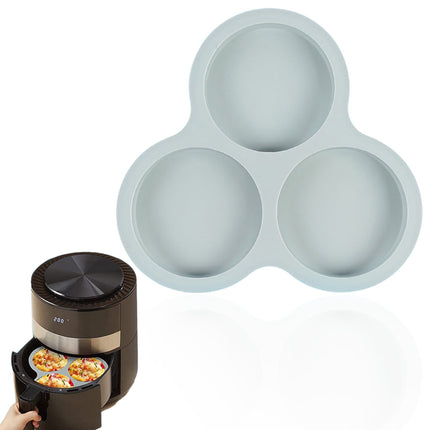 1 Pcs Silicone Egg Cups for Air Fryer,3-Cavity Cupcake Baking Tray,Round Silicone Baking Tools,Round Silicone Ramekins,for Sandwiches,Non-Stick Tray for Baking Accessories,(Dark Gray,9.06x8.46 in) Gray.