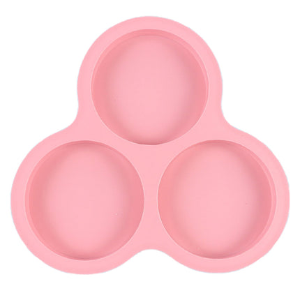 1 Pcs Silicone Egg Cups for Air Fryer,3-Cavity Cupcake Baking Tray,Round Silicone Baking Tools,Round Silicone Ramekins,for Sandwiches,Non-Stick Tray for Baking Accessories,(Dark Gray,9.06x8.46 in) Pink.