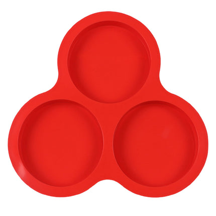 1 Pcs Silicone Egg Cups for Air Fryer,3-Cavity Cupcake Baking Tray,Round Silicone Baking Tools,Round Silicone Ramekins,for Sandwiches,Non-Stick Tray for Baking Accessories,(Dark Gray,9.06x8.46 in) Red.