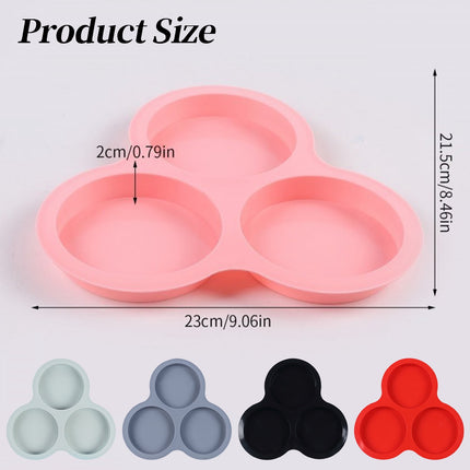 1 Pcs Silicone Egg Cups for Air Fryer,3-Cavity Cupcake Baking Tray,Round Silicone Baking Tools,Round Silicone Ramekins,for Sandwiches,Non-Stick Tray for Baking Accessories,(Dark Gray,9.06x8.46 in) Red.