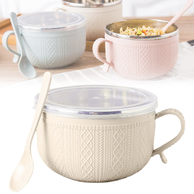 5.5'x3.74' Soup Mugs with Handles,Food Grade Heat-Resistant Bowl,Plastic Bowls Mugs with Handles for Coffee Cereal Snacks,Microwave and Dishwasher Safe Soup Cups for Cereal,Coffee,Travel(Pink) Beige.