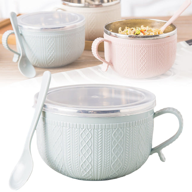 5.5'x3.74' Soup Mugs with Handles,Food Grade Heat-Resistant Bowl,Plastic Bowls Mugs with Handles for Coffee Cereal Snacks,Microwave and Dishwasher Safe Soup Cups for Cereal,Coffee,Travel(Pink) Green.