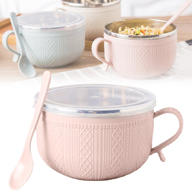 5.5'x3.74' Soup Mugs with Handles,Food Grade Heat-Resistant Bowl,Plastic Bowls Mugs with Handles for Coffee Cereal Snacks,Microwave and Dishwasher Safe Soup Cups for Cereal,Coffee,Travel(Pink) Pink.