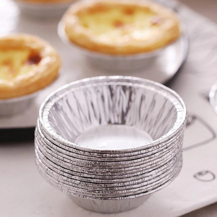 50 Pcs Mini Pie Pans,Small Pie Pans,Round Foil Pans,Disposable Foil Tart Pans,Foil Disposable Egg Tart Mould, Tart Pans For Making Cupcake, Quiche Pie, Caramel Pudding,(Silver,1.57x0.79 in) Silver.