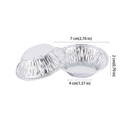50 Pcs Mini Pie Pans,Small Pie Pans,Round Foil Pans,Disposable Foil Tart Pans,Foil Disposable Egg Tart Mould, Tart Pans For Making Cupcake, Quiche Pie, Caramel Pudding,(Silver,1.57x0.79 in) Silver.