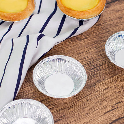 50 Pcs Mini Pie Pans,Small Pie Pans,Round Foil Pans,Disposable Foil Tart Pans,Foil Disposable Egg Tart Mould, Tart Pans For Making Cupcake, Quiche Pie, Caramel Pudding,(Silver,1.57x0.79 in) Silver.