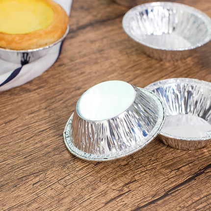 50 Pcs Mini Pie Pans,Small Pie Pans,Round Foil Pans,Disposable Foil Tart Pans,Foil Disposable Egg Tart Mould, Tart Pans For Making Cupcake, Quiche Pie, Caramel Pudding,(Silver,1.57x0.79 in) Silver.
