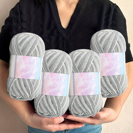 Milk Cotton Tie-Dye Yarn for Knitting and Crochet,130m Multicolor Gradient Wool,Soft and Durable for Blankets and Crafts,Versatile Use for DIY Projects and Creative Knitting Gray.