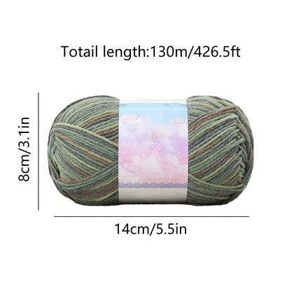 Milk Cotton Tie-Dye Yarn for Knitting and Crochet,130m Multicolor Gradient Wool,Soft and Durable for Blankets and Crafts,Versatile Use for DIY Projects and Creative Knitting Green.
