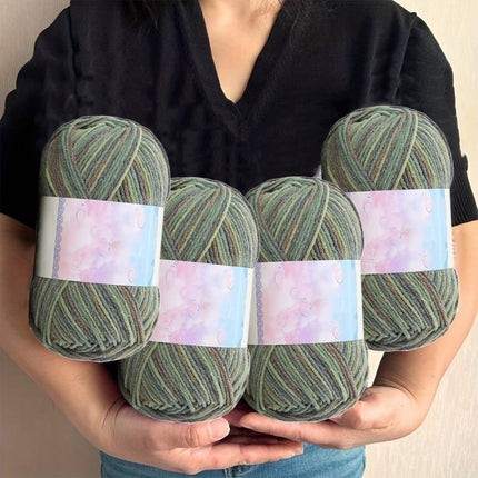 Milk Cotton Tie-Dye Yarn for Knitting and Crochet,130m Multicolor Gradient Wool,Soft and Durable for Blankets and Crafts,Versatile Use for DIY Projects and Creative Knitting Green.