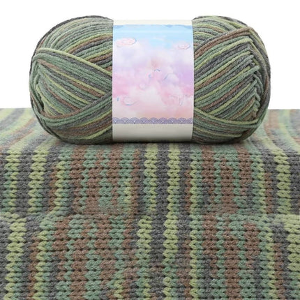 Milk Cotton Tie-Dye Yarn for Knitting and Crochet,130m Multicolor Gradient Wool,Soft and Durable for Blankets and Crafts,Versatile Use for DIY Projects and Creative Knitting Green.