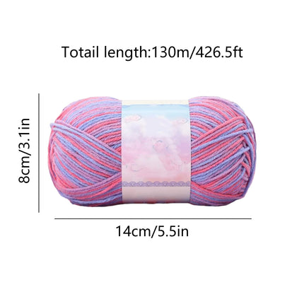 Milk Cotton Tie-Dye Yarn for Knitting and Crochet,130m Multicolor Gradient Wool,Soft and Durable for Blankets and Crafts,Versatile Use for DIY Projects and Creative Knitting Pink.
