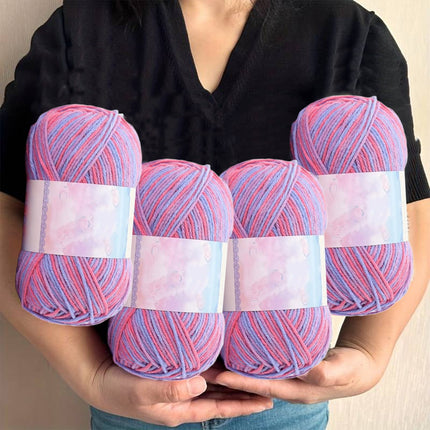 Milk Cotton Tie-Dye Yarn for Knitting and Crochet,130m Multicolor Gradient Wool,Soft and Durable for Blankets and Crafts,Versatile Use for DIY Projects and Creative Knitting Pink.
