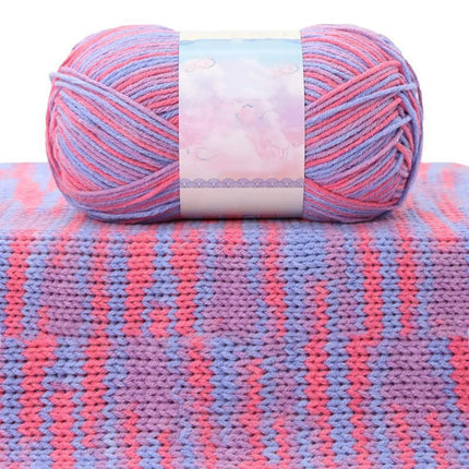 Milk Cotton Tie-Dye Yarn for Knitting and Crochet,130m Multicolor Gradient Wool,Soft and Durable for Blankets and Crafts,Versatile Use for DIY Projects and Creative Knitting Pink.