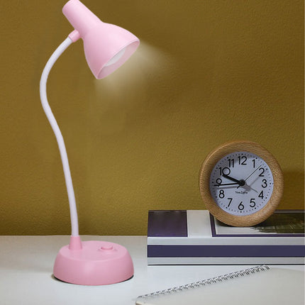 LED Eye Protection Table Lamp for Estudiar,Bendable Gooseneck and Adjustable Brightness,Battery-Powered and Portable,Ideal for Bedroom,Dorm,or Reading,Includes USB Cable. Pink.