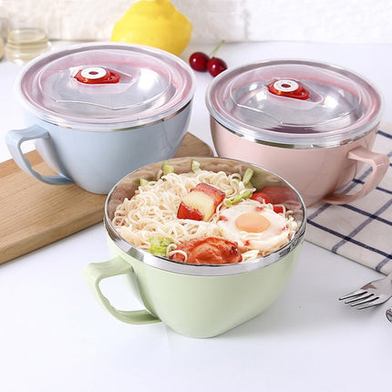 Plastic Soup Bowls with Handles, Microwave Safe Bowl with Lid, Microwavable Soup Mug with Lid, Large Soup Cups for Ramen Noodle Cereal, 1 Pcs, 5.91x3.14 5.91" x 3.14" Light Blue.