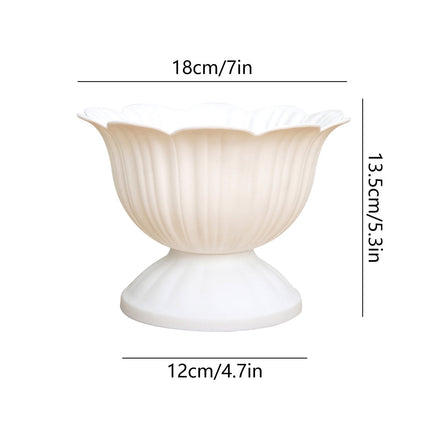 1.1L Thickened Round Bottom Plastic Flower Pot,18x13.5x18cm White Planter for Indoor and Outdoor Plants,Durable and Easy to Clean,Suitable for Various Decorative and Gardening Needs.