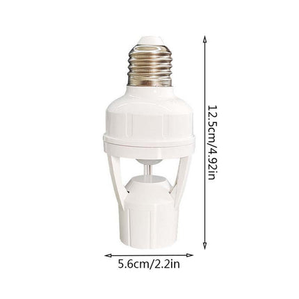 E27 Screw Motion Sensor Light Socket with Infrared Detection,Automatic On/Off for Stairs and Hallways,Easy Installation No Wiring,360-Direction Sensing for Energy Saving and Security.