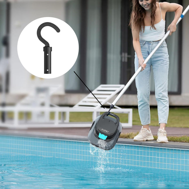 Plastic Hook for All Robotic Pool Cleaner,Customized for Pool Robot,Plastic Pool Hook for Poles - Easy Attach to Telescopic Poles,Pool Accessories for Pool Vacuum Robot,3.7'x8'(Black) Black1.
