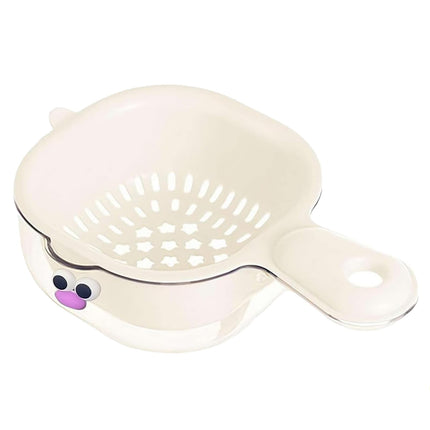 Small Fruit Colander, Fruit Rinser Strainer Container Dual-Layer Vegetable Cutting And Draining Basket, Watermelon Bowl With Strainer For Mini Berry And Tomato Grape Washer, 1 Pcs, 7.67x4.72 7.67" x 4.72" White.