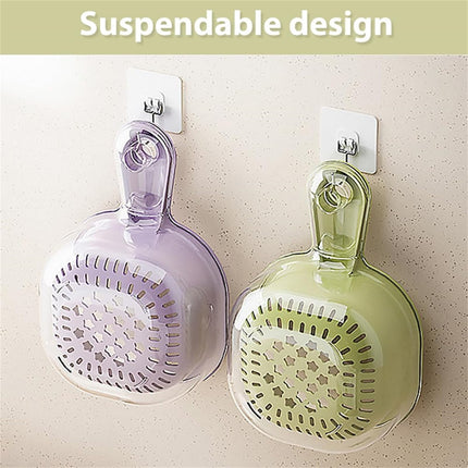 Small Fruit Colander, Fruit Rinser Strainer Container Dual-Layer Vegetable Cutting And Draining Basket, Watermelon Bowl With Strainer For Mini Berry And Tomato Grape Washer, 1 Pcs, 7.67x4.72 7.67" x 4.72" White.