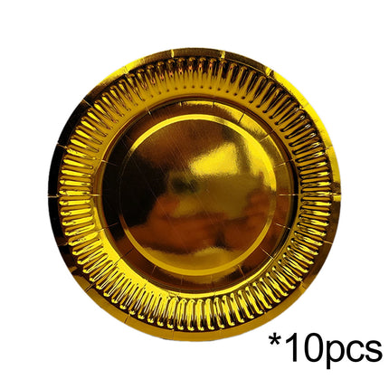10PCS Gold Red Paper Plates,Disposable Foil Gold Card Cake Dessert Plates Glitter Tableware Party Supplies for Dinner Wedding Anniversary Birthday Bridal Shower Decorations,Gold Card Paper Plates Gold.