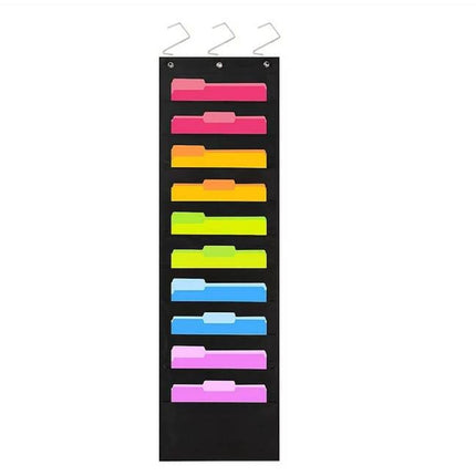 1 Pcs Hanging Wall File Organizer,10 Pocket Storage Pocket Charts,Hanging Wall File Organizer for File Folders,File Pocket Chart,Versatile Wall Hanging File Folder Organizer,(Black,9.84x14.96 in) Black.