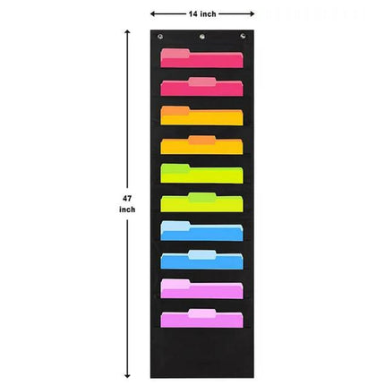 1 Pcs Hanging Wall File Organizer,10 Pocket Storage Pocket Charts,Hanging Wall File Organizer for File Folders,File Pocket Chart,Versatile Wall Hanging File Folder Organizer,(Black,9.84x14.96 in) Black.