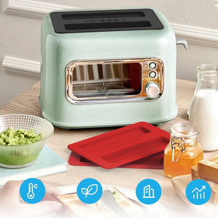 CCMAOLU Silicone Toaster Cover 2 Slice Wide Slot,Reusable Heat Resistance Bread Machine Topper Cover,Dirt Proof Sandwich Accessories That Fit Most Toasters,Simple Design Easy to Clean & Wipe Red.