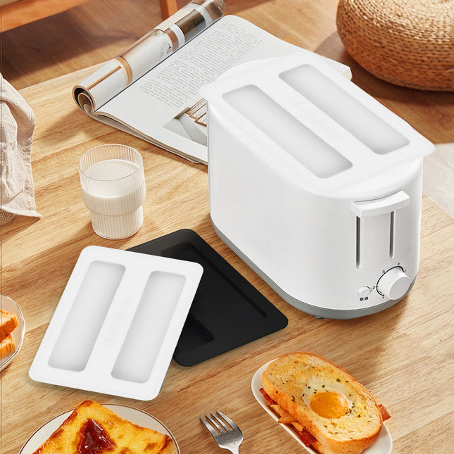 CCMAOLU Silicone Toaster Cover 2 Slice Wide Slot,Reusable Heat Resistance Bread Machine Topper Cover,Dirt Proof Sandwich Accessories That Fit Most Toasters,Simple Design Easy to Clean & Wipe White.