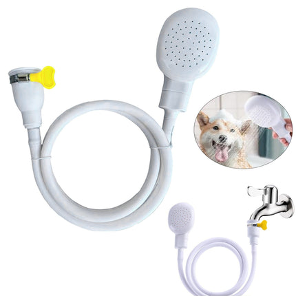 Portable Sink Hose Faucet Sprayer Sink Spray Rubber Hose Shampoo Sprayer Handheld Faucet Shower for Pets, Bathing Baby, Washing Hair, Rinsing Vegetables, 4.26 Ft 4.26' White.