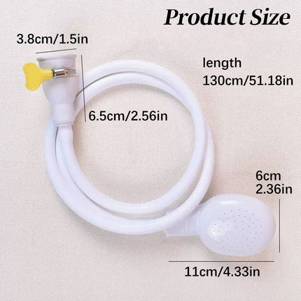Portable Sink Hose Faucet Sprayer Sink Spray Rubber Hose Shampoo Sprayer Handheld Faucet Shower for Pets, Bathing Baby, Washing Hair, Rinsing Vegetables, 4.26 Ft 4.26' White.