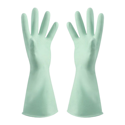 Reusable Household Dishwashing Cleaning Gloves, Food-Grade Natural Rubber with Non-Slip Textured Grip, Long Length for Hand and Arm Protection, Ideal for Kitchen, Gardening, and Janitorial Tasks Mint Green S.