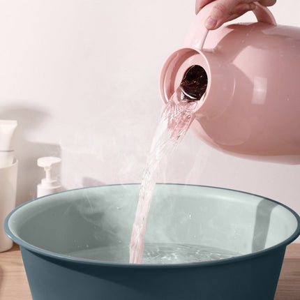Wide Foot Wash Basin with Two-Color Design, Durable High-Temperature Plastic Washbasin for Laundry and Bathing, 13-Inch Round Shape with Large Capacity, Stable Flat Bottom for Home and Hotel Use B.