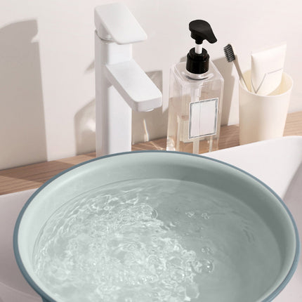 Wide Foot Wash Basin with Two-Color Design, Durable High-Temperature Plastic Washbasin for Laundry and Bathing, 13-Inch Round Shape with Large Capacity, Stable Flat Bottom for Home and Hotel Use C.