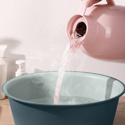 Wide Foot Wash Basin with Two-Color Design, Durable High-Temperature Plastic Washbasin for Laundry and Bathing, 13-Inch Round Shape with Large Capacity, Stable Flat Bottom for Home and Hotel Use C.