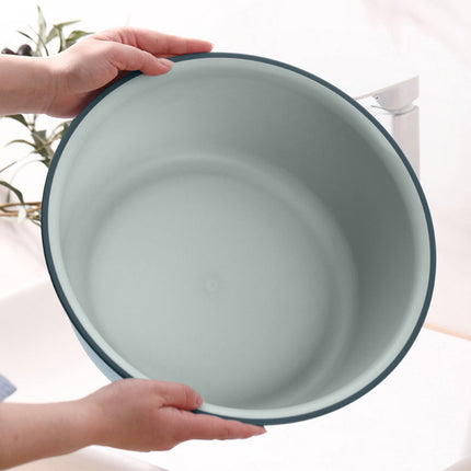 Wide Foot Wash Basin with Two-Color Design, Durable High-Temperature Plastic Washbasin for Laundry and Bathing, 13-Inch Round Shape with Large Capacity, Stable Flat Bottom for Home and Hotel Use C.